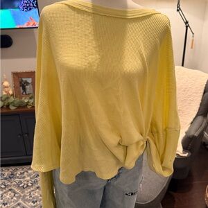 We The Free Yellow Waffle Knit Blouse